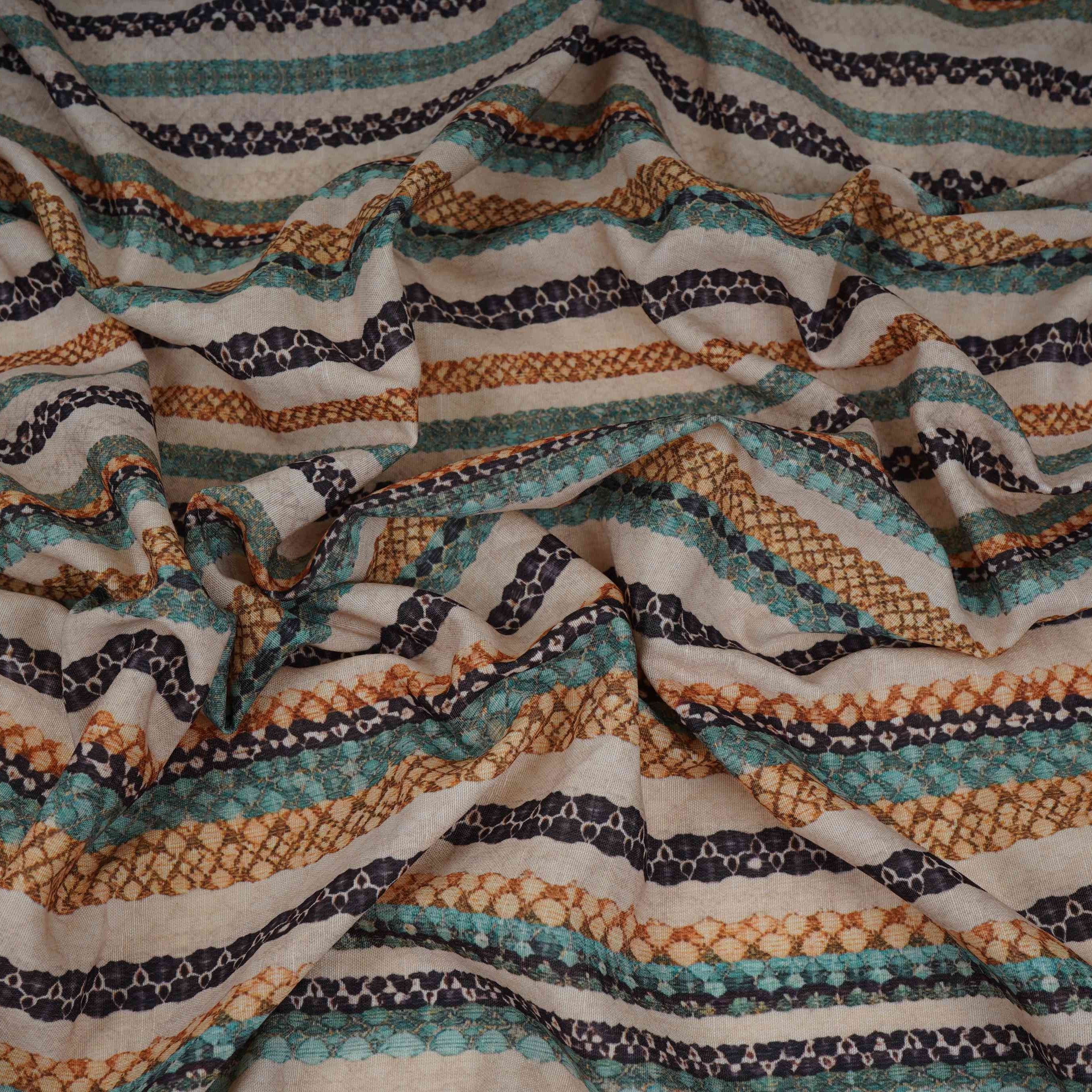 Off White Abstract thread embroidery Linen Fabric SF-32039 - TradeUNO