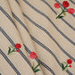 Blue & Cream Stripes Floral Embroidery South Cotton Fabric GTS-30267