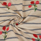 Blue & Cream Stripes Floral Embroidery South Cotton Fabric GTS-30267