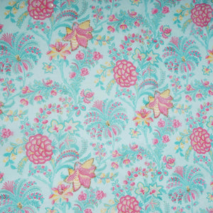 Light Blue Floral Cutdana Chinnon Fabric VF-30637 - TradeUNO