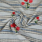 Off White & Blue Stripes Floral Embroidery South Cotton Fabric GTS-30265