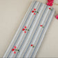 Off White & Blue Stripes Floral Embroidery South Cotton Fabric GTS-30265
