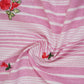 Pink & White Stripes Floral Embroidery South Cotton Fabric GTS-30261