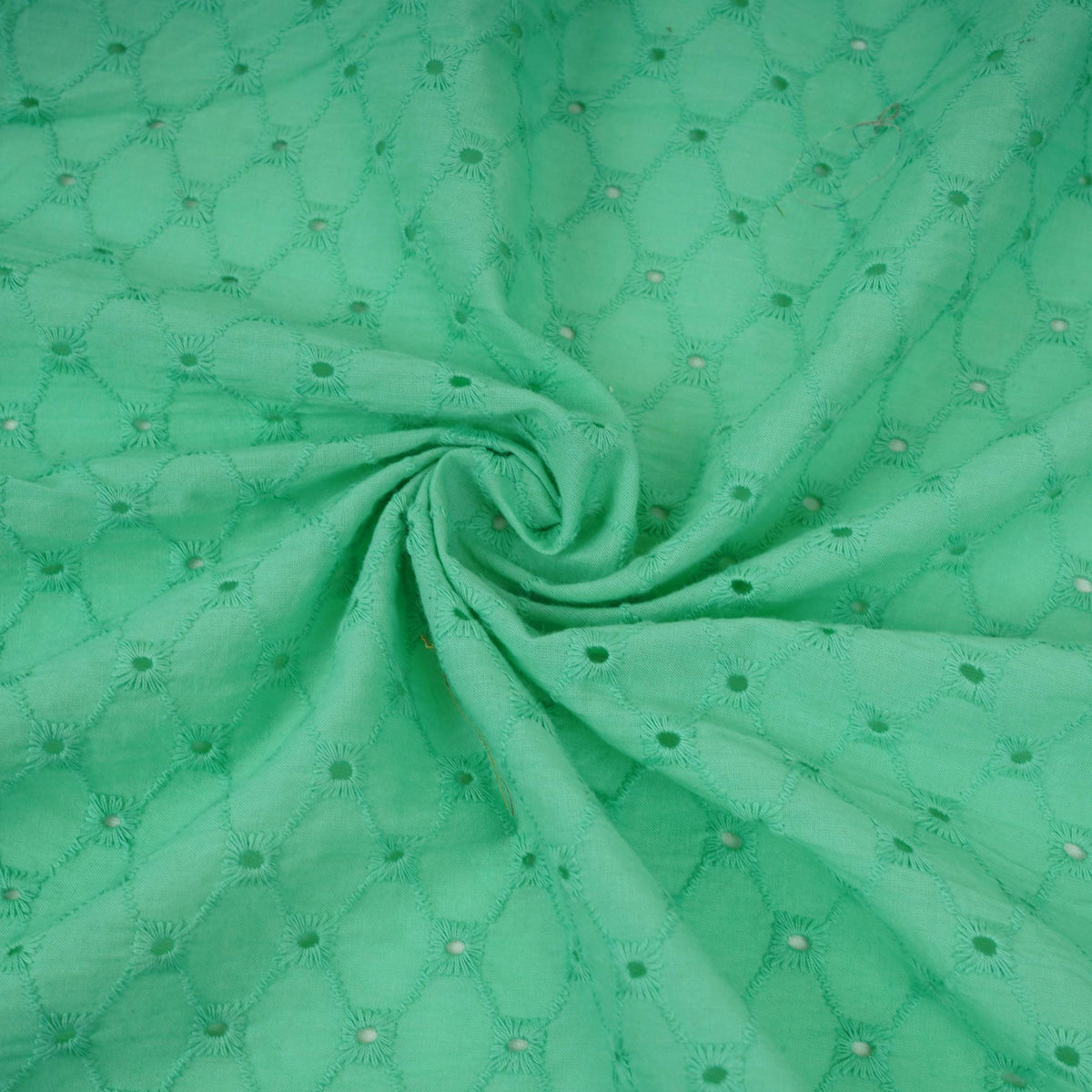 Exclusive Cotton Schiffli Mint Green Sequins Embroidery Fabric - TradeUNO