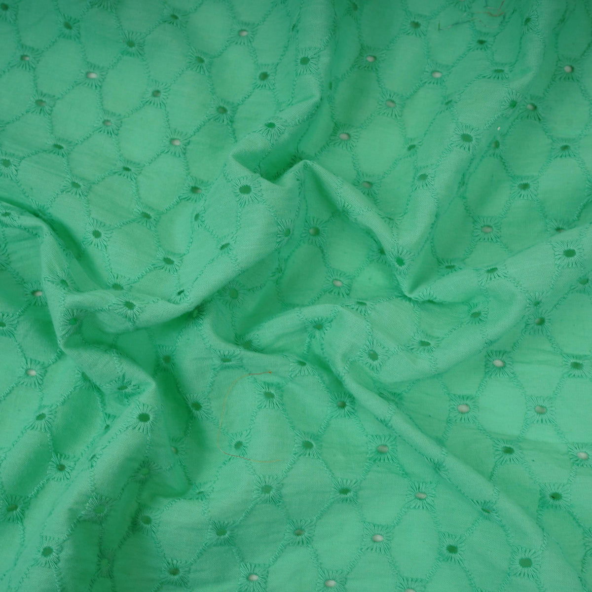 Exclusive Cotton Schiffli Mint Green Sequins Embroidery Fabric - TradeUNO