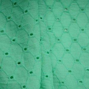 Exclusive Cotton Schiffli Mint Green Sequins Embroidery Fabric - TradeUNO