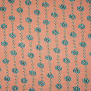 Coral Pink Abstract Print Cotton Linen Fabric GTS-30279 - TradeUNO