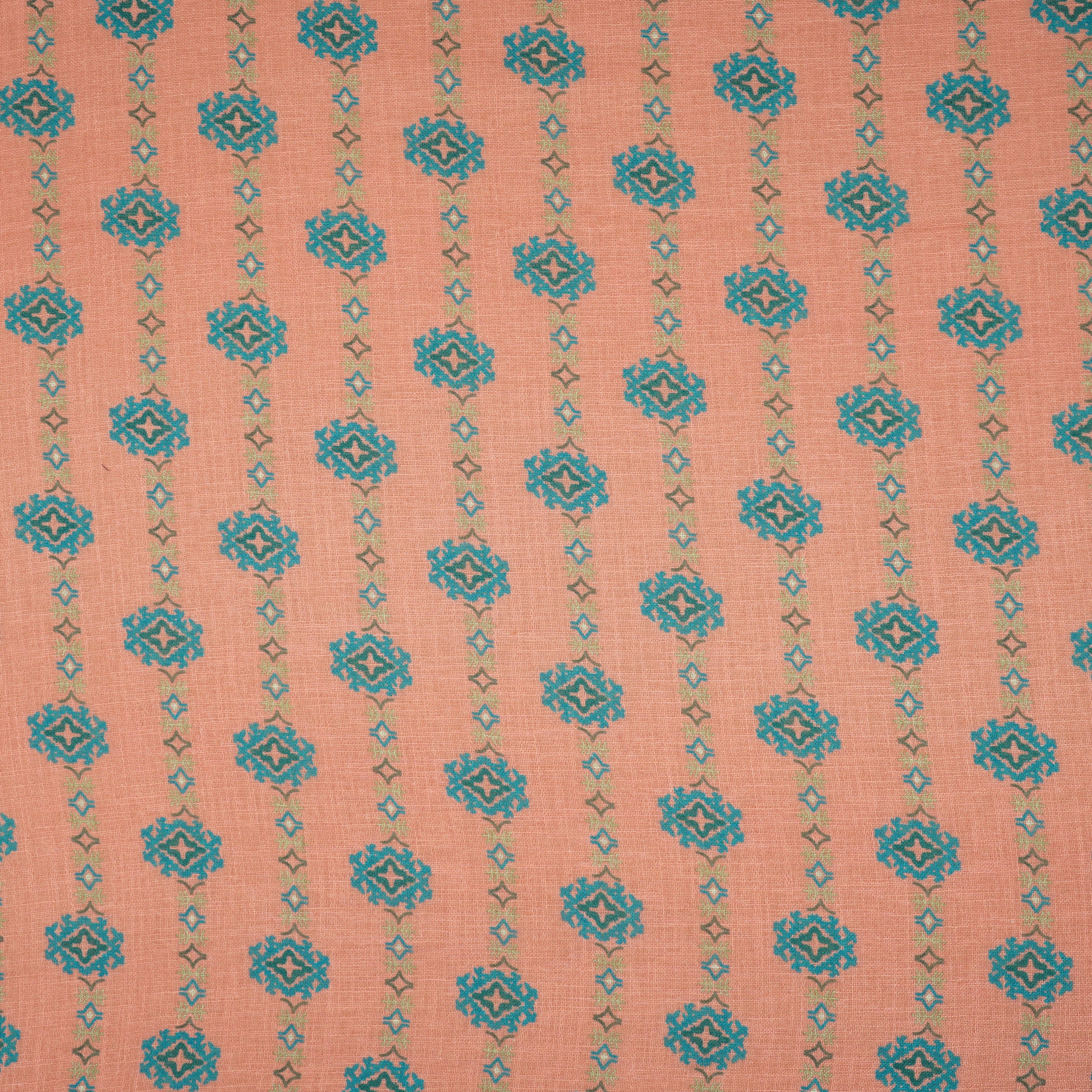 Coral Pink Abstract Print Cotton Linen Fabric GTS-30279 - TradeUNO