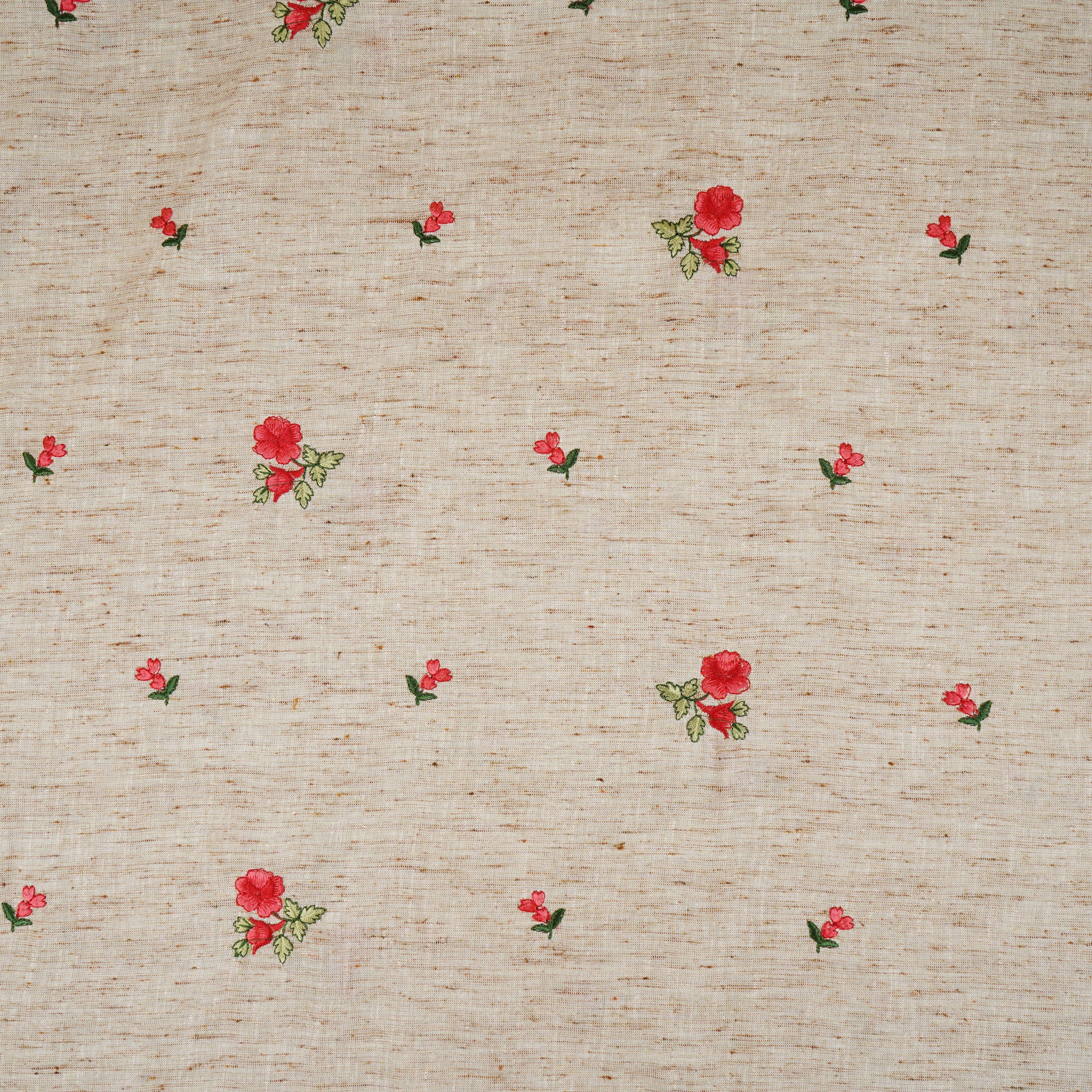 Light Beige Floral Embroidery South Cotton Fabric GTS-30270 - TradeUNO