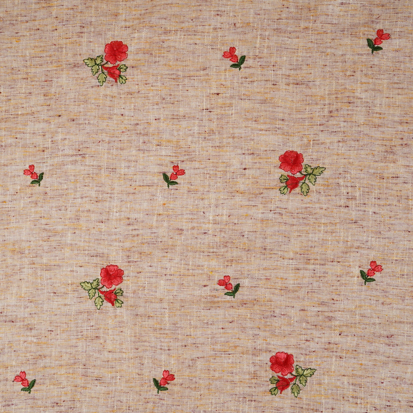 Beige Floral Embroidery South Cotton Fabric GTS-30271