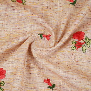Beige Floral Embroidery South Cotton Fabric GTS-30271 - TradeUNO