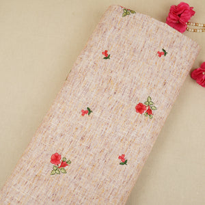 Beige Floral Embroidery South Cotton Fabric GTS-30271 - TradeUNO