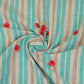 Teal & White Stripes Floral Embroidery South Cotton Fabric GTS-30264 - TradeUNO