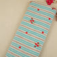 Teal & White Stripes Floral Embroidery South Cotton Fabric GTS-30264 - TradeUNO