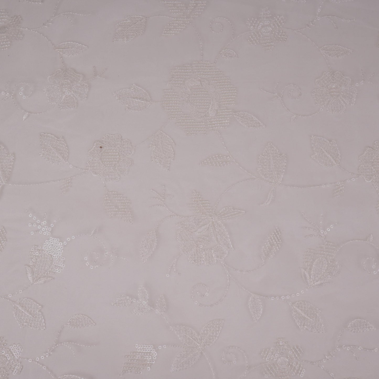 White floral thread & Sequins embroidery Pure 27gm Organza Fabric GPF-32090