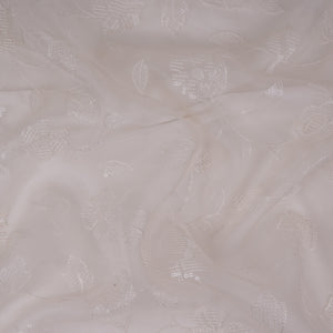 White floral thread & Sequins embroidery Pure 27gm Organza Fabric GPF-32090 - TradeUNO