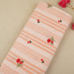 Peach & White Stripes Floral Embroidery South Cotton Fabric GTS-30262