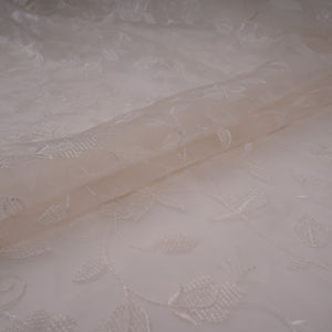 White floral thread & Sequins embroidery Pure 27gm Organza Fabric GPF-32090 - TradeUNO