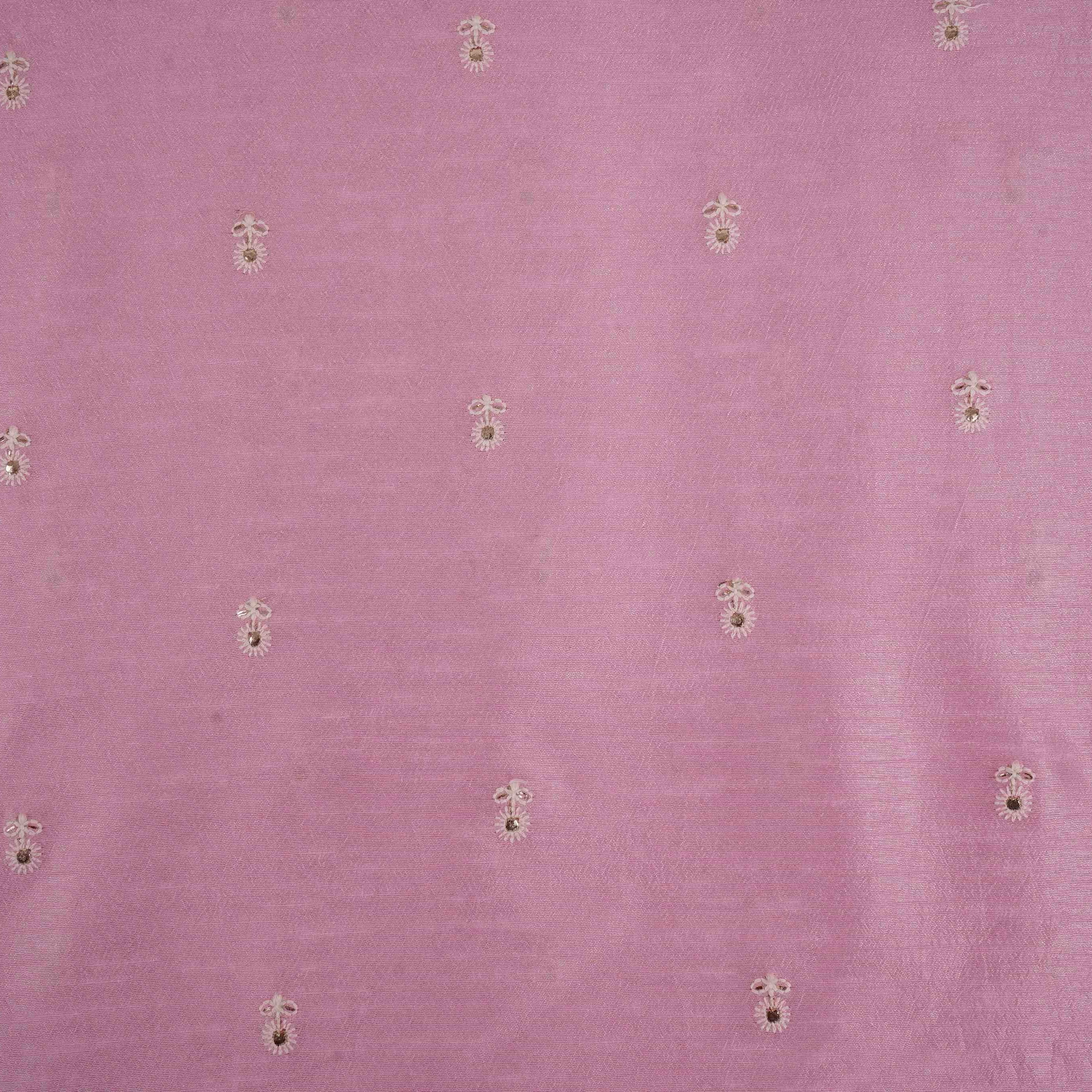 Pink Floral Buti Bemberg Raw Silk Fabric AT-33236
