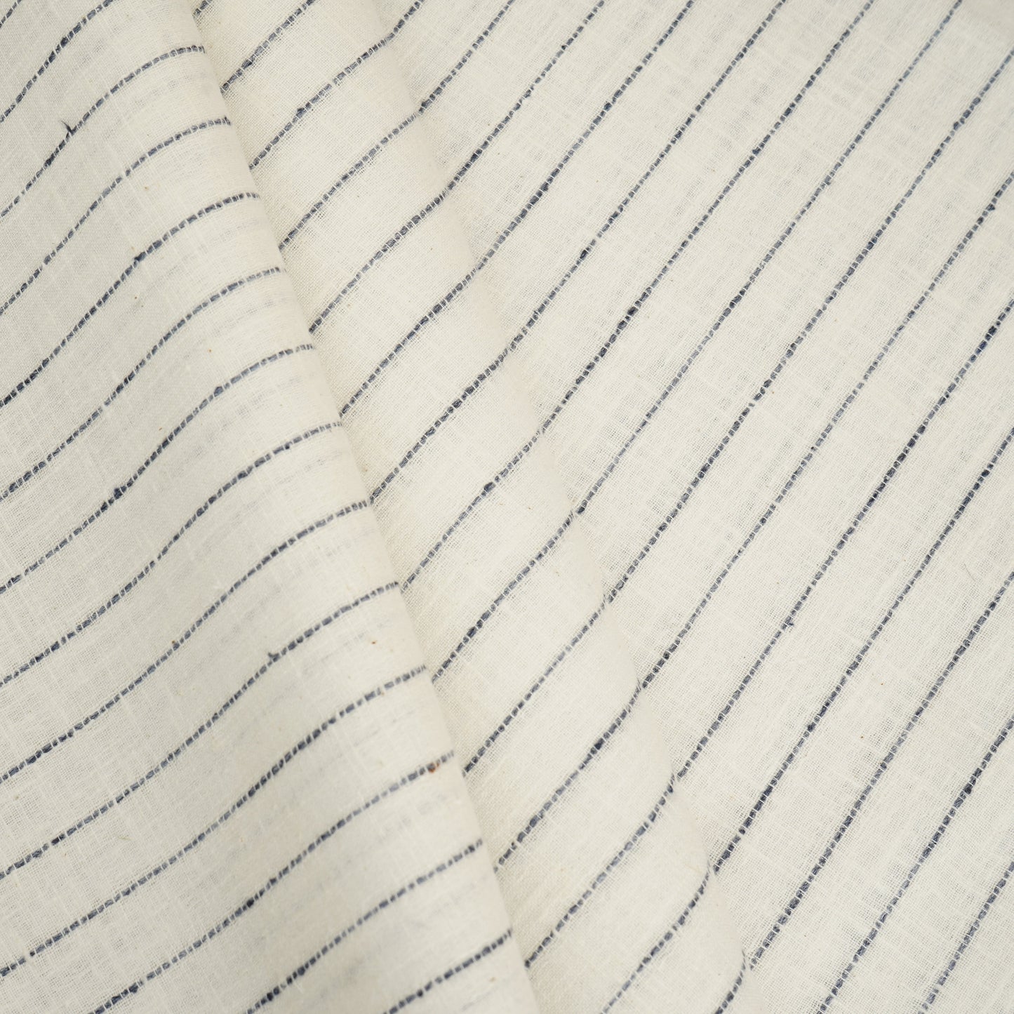 Navy Blue with White Stripes Linen Fabric RS-30223