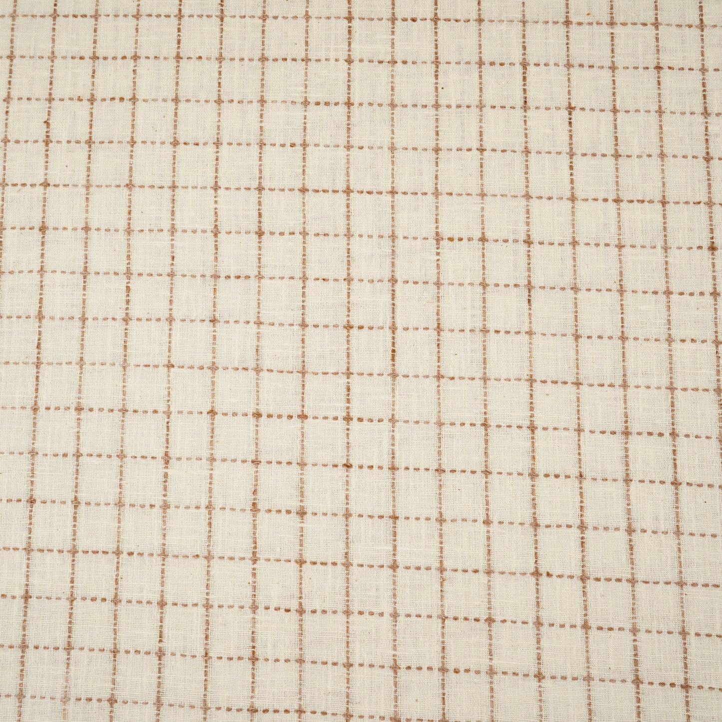 Brown with Off White Check Linen Fabric RS-30228 - TradeUNO