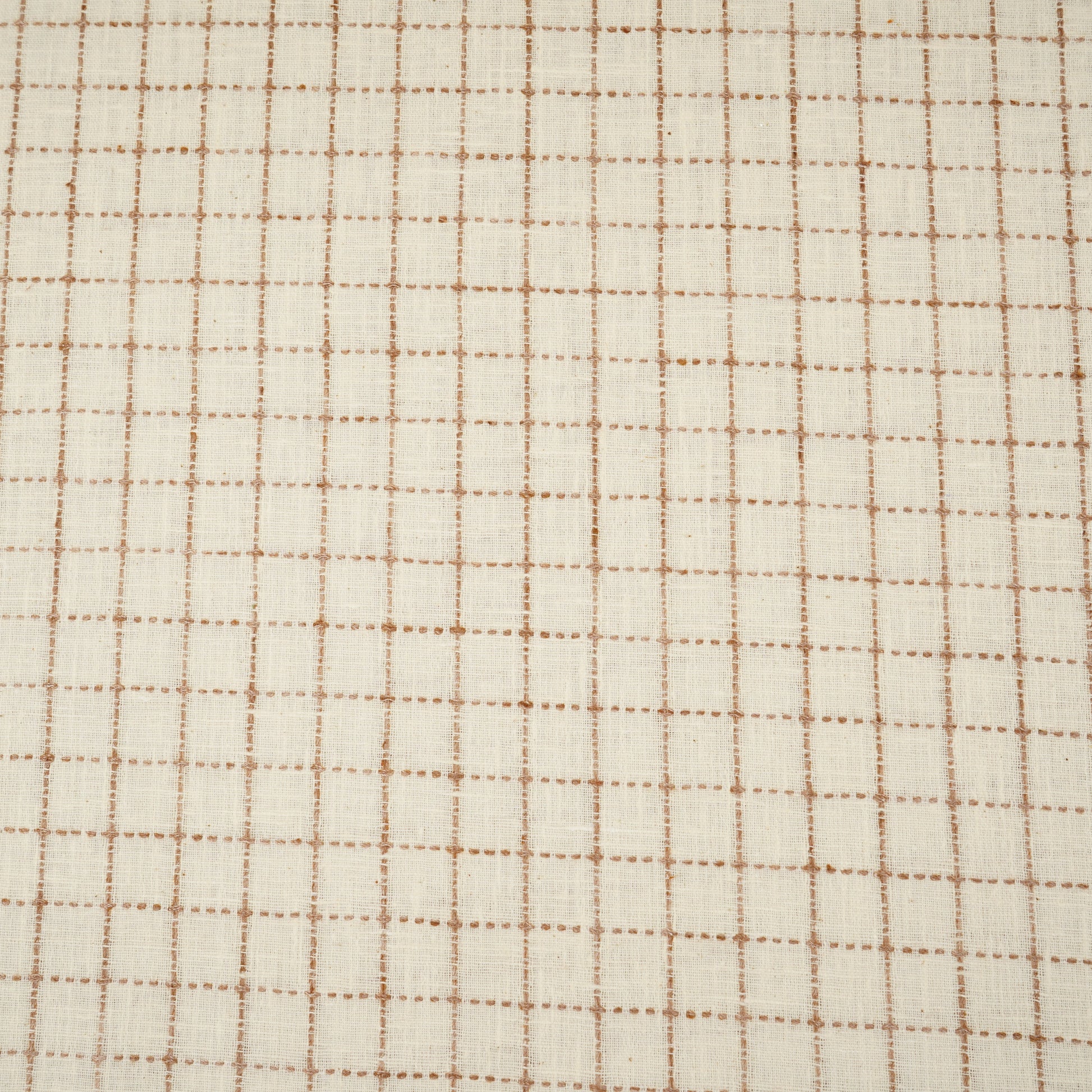 Brown with Off White Check Linen Fabric RS-30228 - TradeUNO