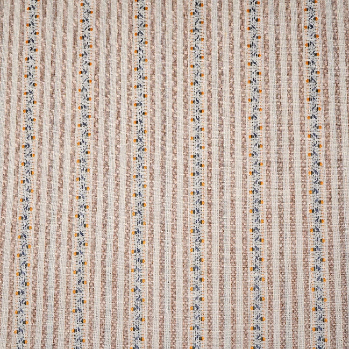 Orange with White Stripes Linen Fabric RS-30224