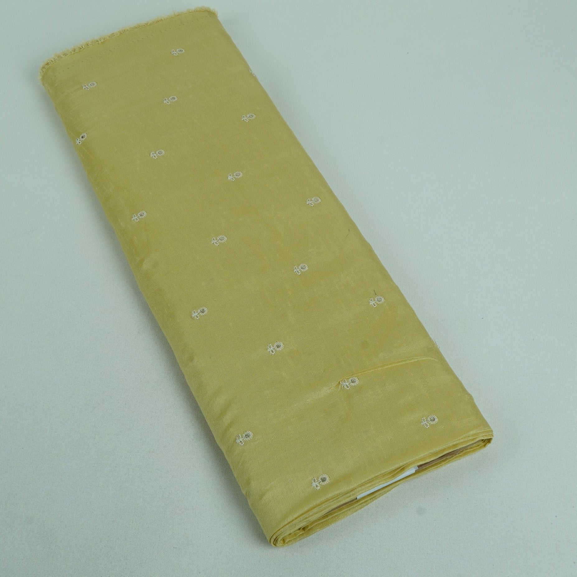 Yellow Floral Buti Bemberg Raw Silk Fabric AT-33238