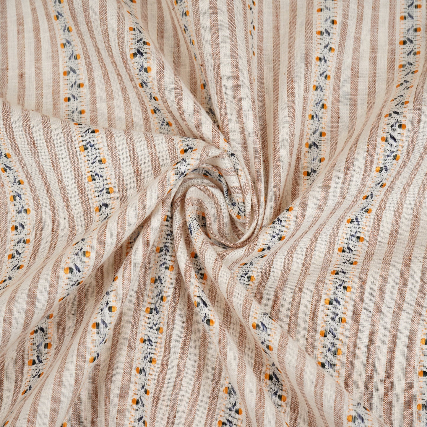 Orange with White Stripes Linen Fabric RS-30224