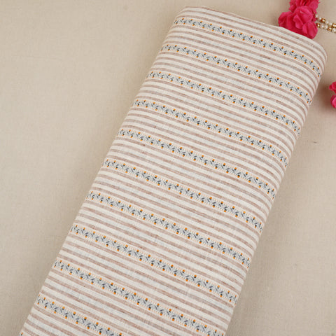 Orange with White Stripes Linen Fabric RS-30224