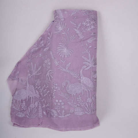 Lavender Parsi thread embroidery Organza Fabric GPF-32098
