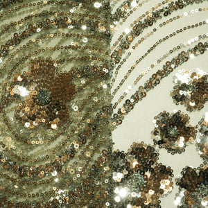 Military Green CutdanaSequins Embroidery Net Fabric 19976