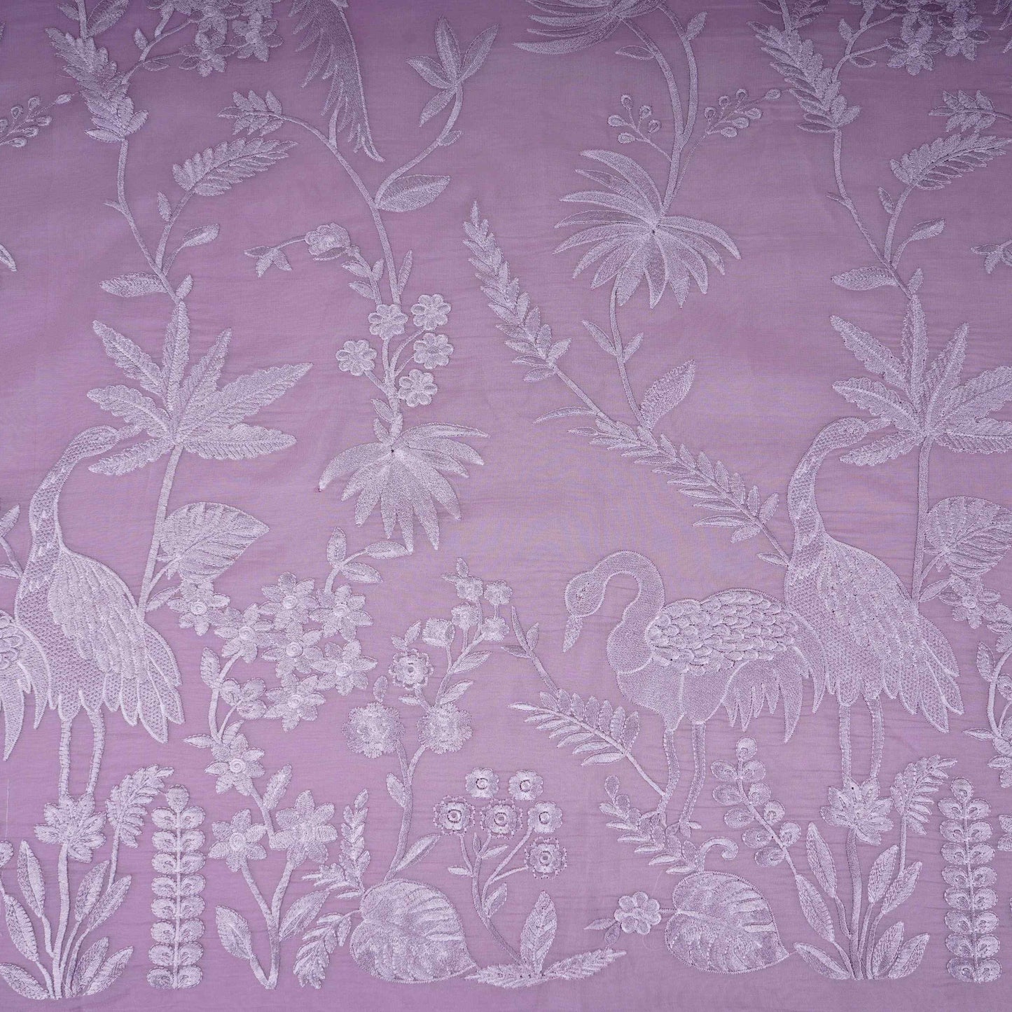 Lavender Parsi thread embroidery Organza Fabric GPF-32098