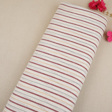 Maroon with White Stripes Linen Fabric RS-30225