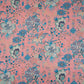 Coral Pink Floral Print Cotton Linen Fabric GTS-30278