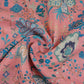 Coral Pink Floral Print Cotton Linen Fabric GTS-30278