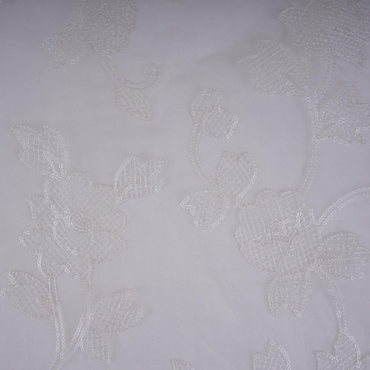 White floral jaal embroidery Pure 27gm Organza Fabric GPF-32092