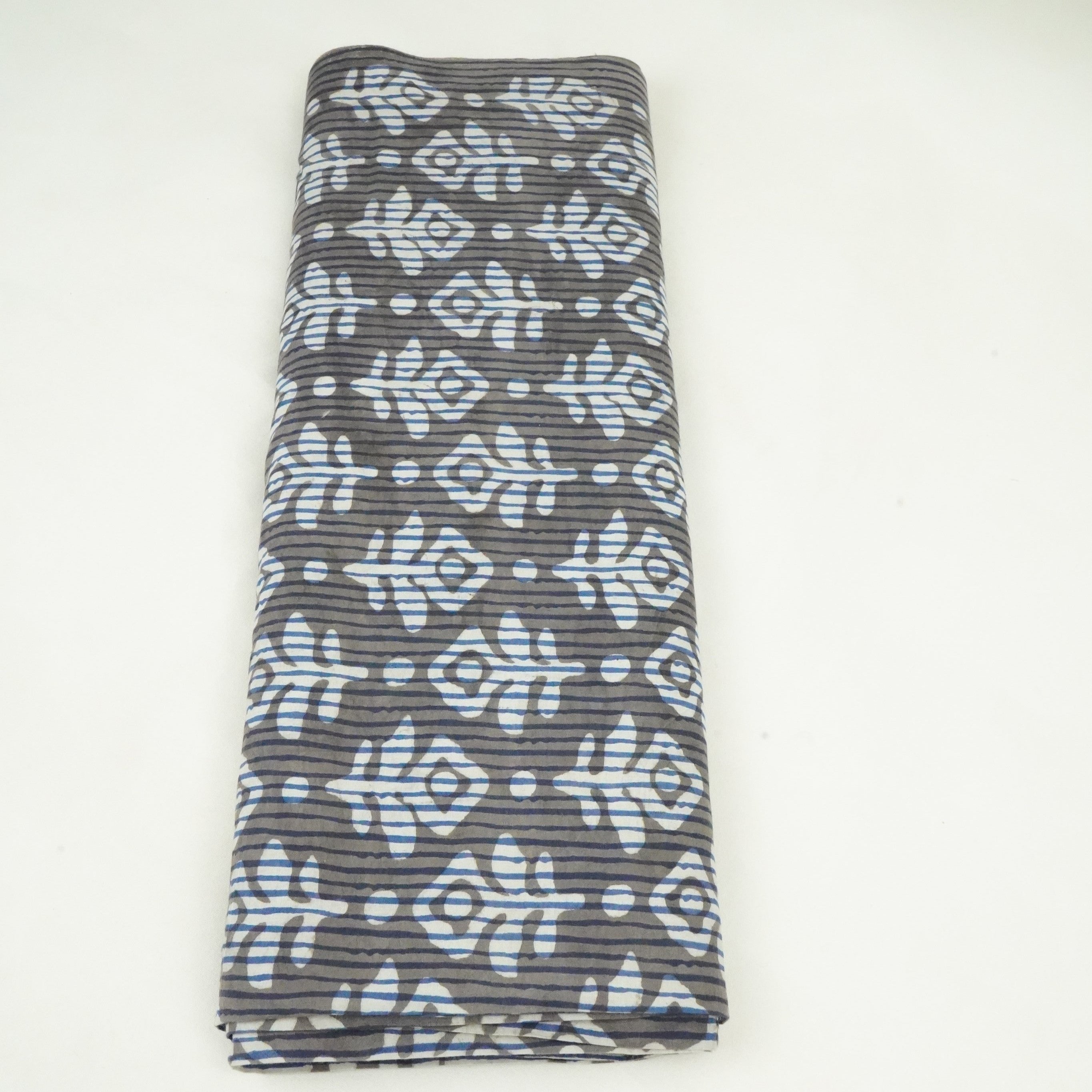 Blue with Multicolor Dabu Print Cotton Fabric NC-29655