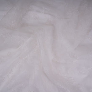 White floral jaal embroidery Pure 27gm Organza Fabric GPF-32092 - TradeUNO