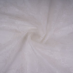 White floral jaal embroidery Pure 27gm Organza Fabric GPF-32092 - TradeUNO