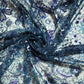 Navy Blue Floral Imported Sequins Embroidery Net Fabric