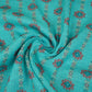 Teal Green Abstract Print Cotton Linen Fabric GTS-30275