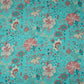 Teal Green Floral Print Cotton Linen Fabric GTS-30274