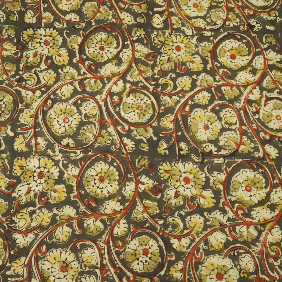 Khaki Kalamkari Print Cotton Fabric AH-22534 – image 2 of 4