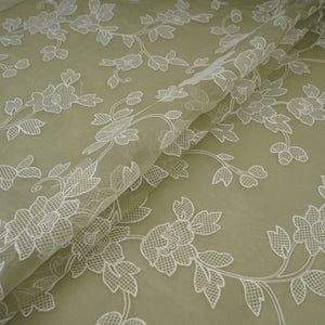Green floral thread & Sequins embroidery Pure 27gm Organza Fabric GPF-32091 - TradeUNO