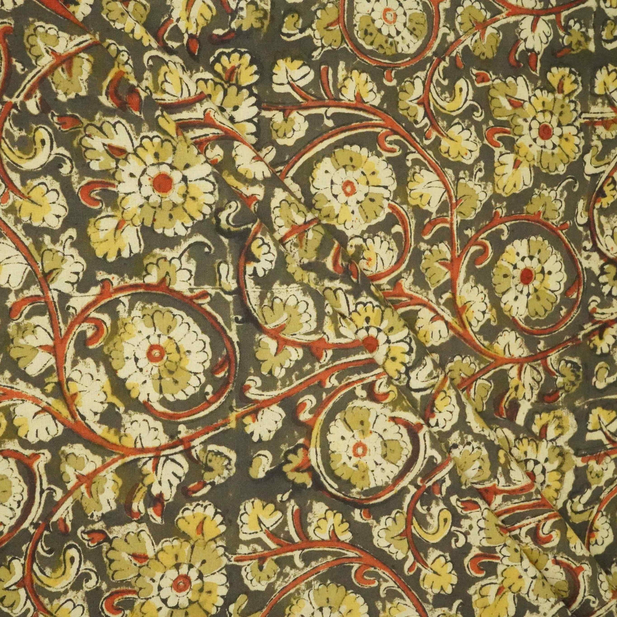 Khaki Kalamkari Print Cotton Fabric AH-22534 – image 4 of 4