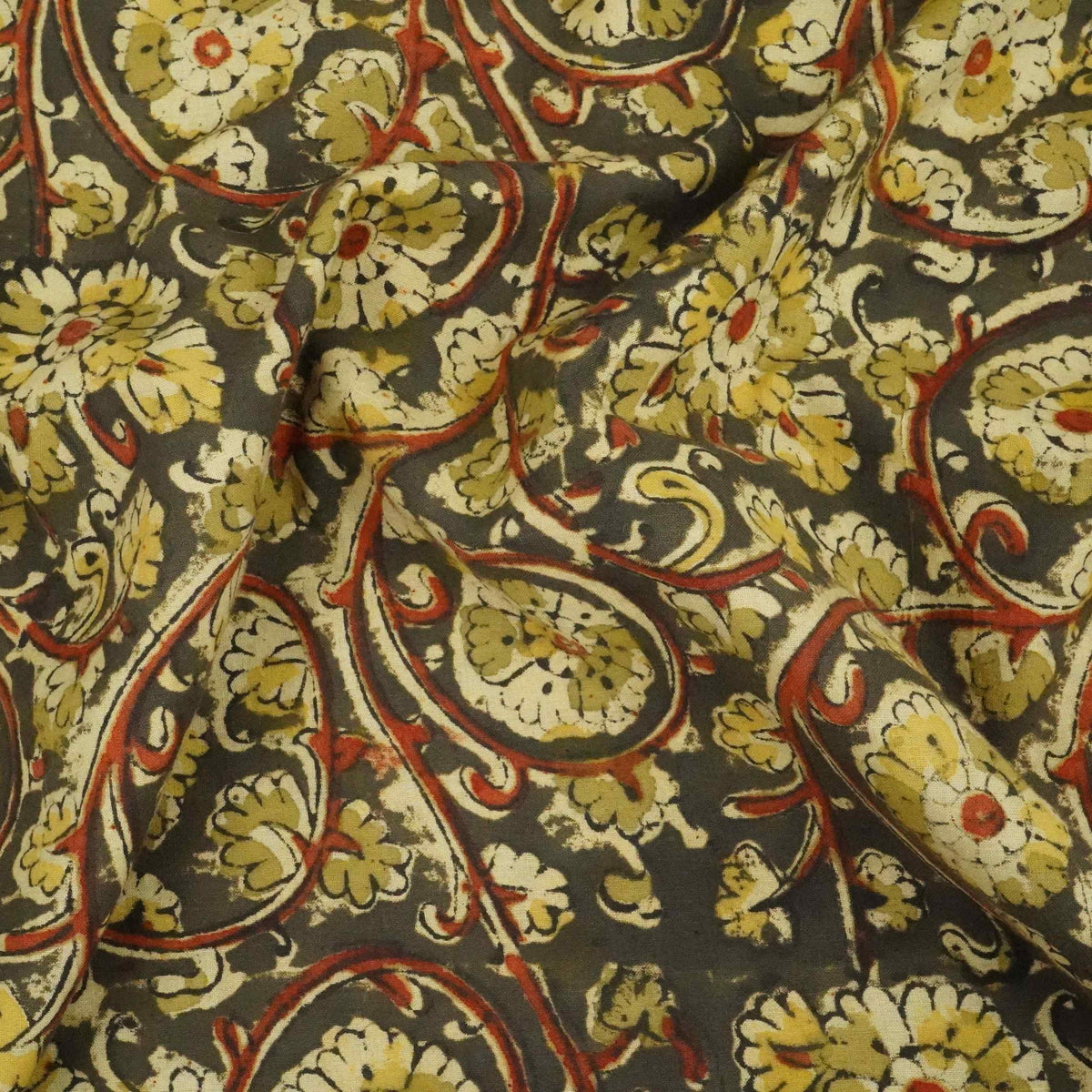 Khaki Kalamkari Print Cotton Fabric AH-22534 – image 3 of 4