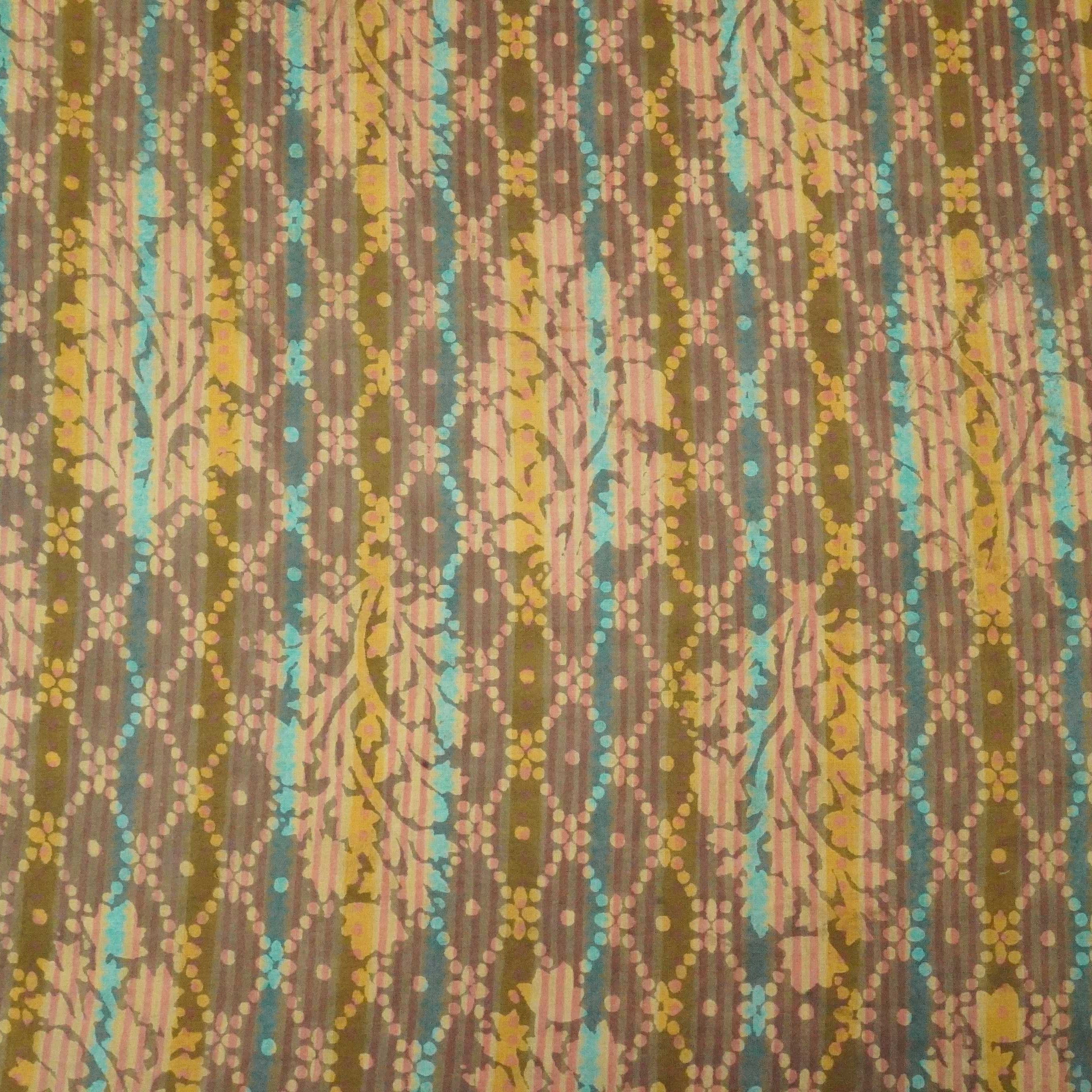Brown Stripes Dabu Print Cotton Fabric AFI-29612
