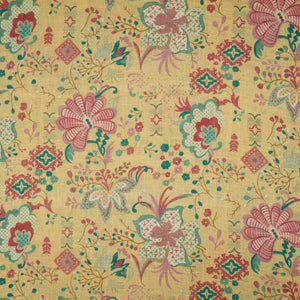 Light Yellow Floral Print Cotton Linen Fabric GTS-30286 - TradeUNO