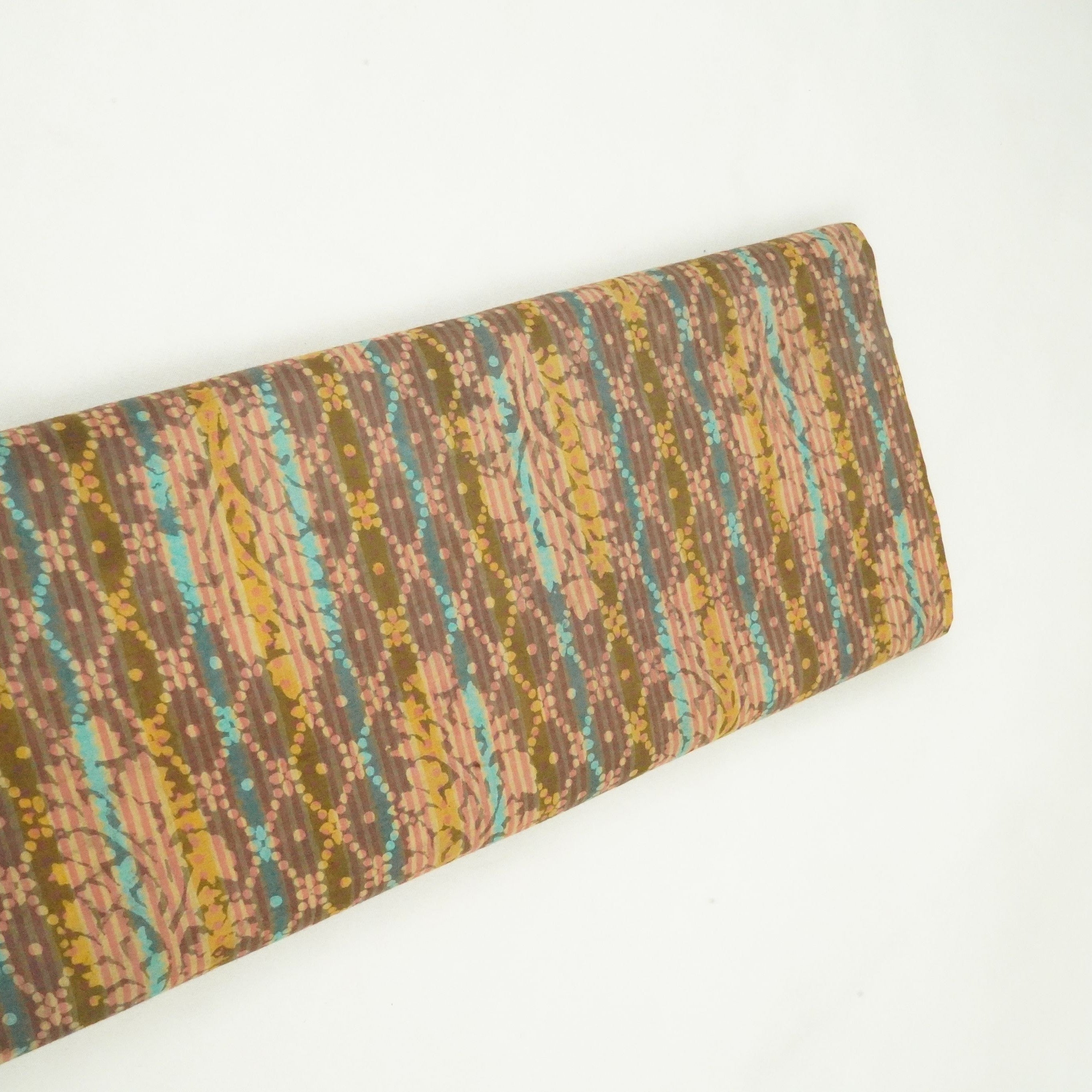Brown Stripes Dabu Print Cotton Fabric AFI-29612